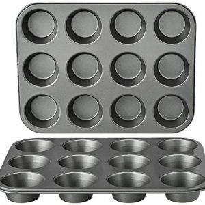 AmazonBasics Non-Stick Carbon Steel 12-Cup Muffin Pan (2 Pack)