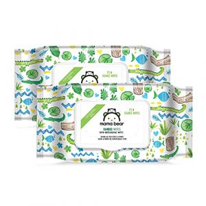 Amazon Brand – Mama Bear Biodegradable Bamboo Wet Wipes – 72 wipes/pack (Pack of 2)