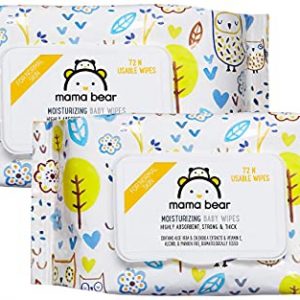 Amazon Brand – Mama Bear Wet Wipes (Pack of 2, 72 Sheets per Pack)