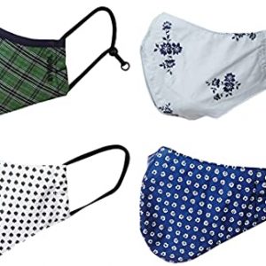 Amazon Brand – Symbol Unisex-Adult Cotton Anti-Microbial Face Mask SFMK-01-PO4-B_Multicoloured_One Size (Pack of 4)